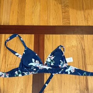 Kona Sol Blue Floral Bikini Top